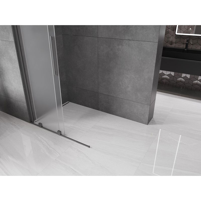 Mexen Velar sliding shower wall Walk-in 75 x 200 cm, frost 8 mm, gun metal - 871-075-000-33-95