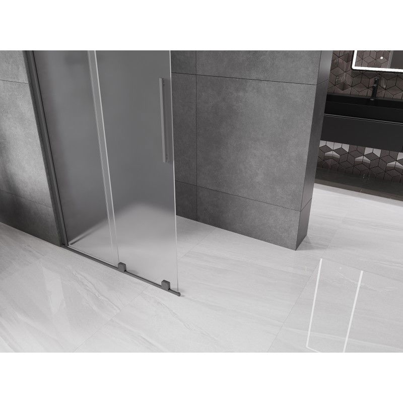 Mexen Velar sliding shower wall Walk-in 100 x 200 cm, frost 8 mm, gun metal - 871-100-000-33-95