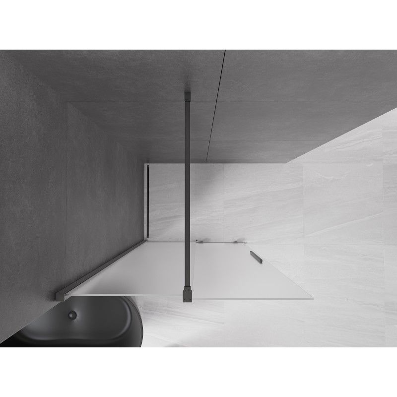 Mexen Velar Sliding Walk-in Shower Wall 120 x 200 cm, Frosted 8 mm, Gun Metal - 871-120-000-33-95