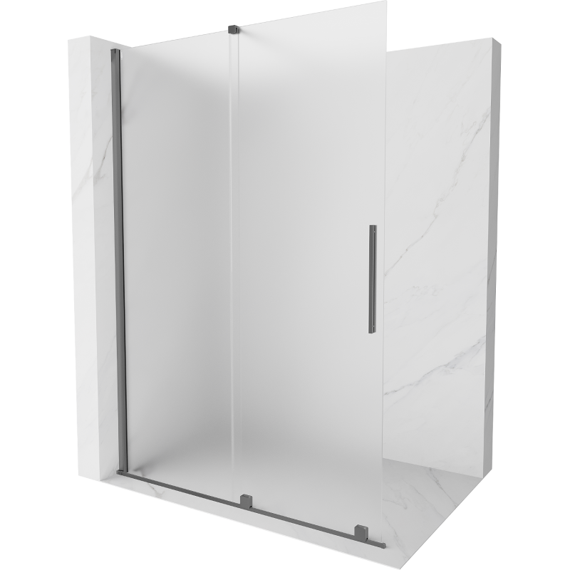 Mexen Velar Walk-in Shower Screen 150 x 200 cm, Frosted 8 mm, Gun Metal - 871-150-000-33-95