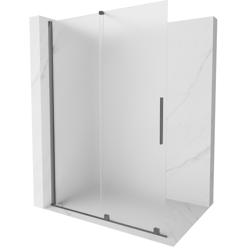 Mexen Velar Walk-in Shower Screen 130 x 200 cm, Frosted 8 mm, Gun Metal - 871-130-000-33-95