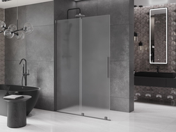 Mexen Velar sliding shower wall Walk-in 160 x 200 cm, frost 8 mm, gun metal - 871-160-000-33-95