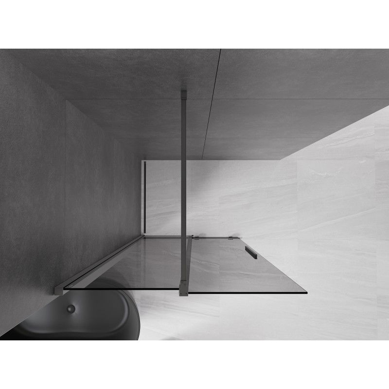 Mexen Velar sliding Walk-in shower wall 100 x 200 cm, graphite 8 mm, gun metal - 871-100-000-43-95