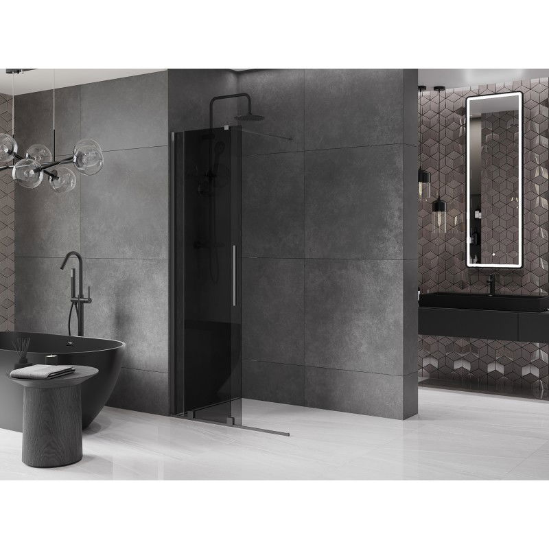 Mexen Velar sliding shower wall Walk-in 85 x 200 cm, graphite 8 mm, gun metal - 871-085-000-43-95