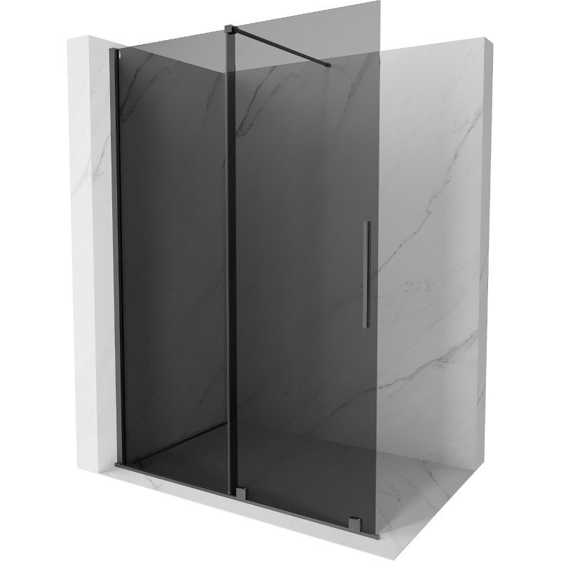 Mexen Velar sliding shower wall Walk-in 140 x 200 cm, graphite 8 mm, gun metal - 871-140-000-43-95