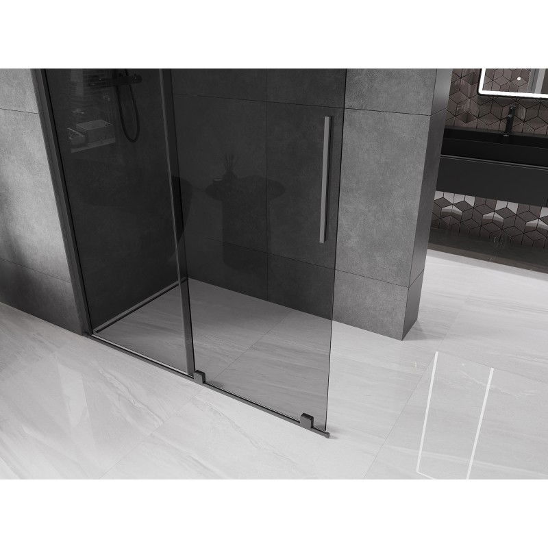 Mexen Velar sliding shower wall Walk-in 140 x 200 cm, graphite 8 mm, gun metal - 871-140-000-43-95