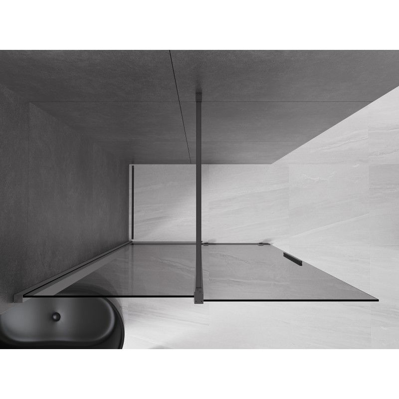 Mexen Velar sliding shower wall Walk-in 160 x 200 cm, graphite 8 mm, gun metal - 871-160-000-43-95