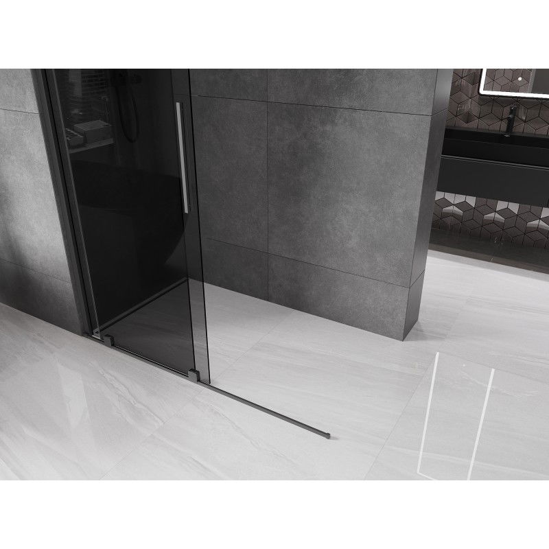 Mexen Velar Walk-in Sliding Shower Wall 150 x 200 cm, Graphite 8 mm, Gun Metal - 871-150-000-43-95