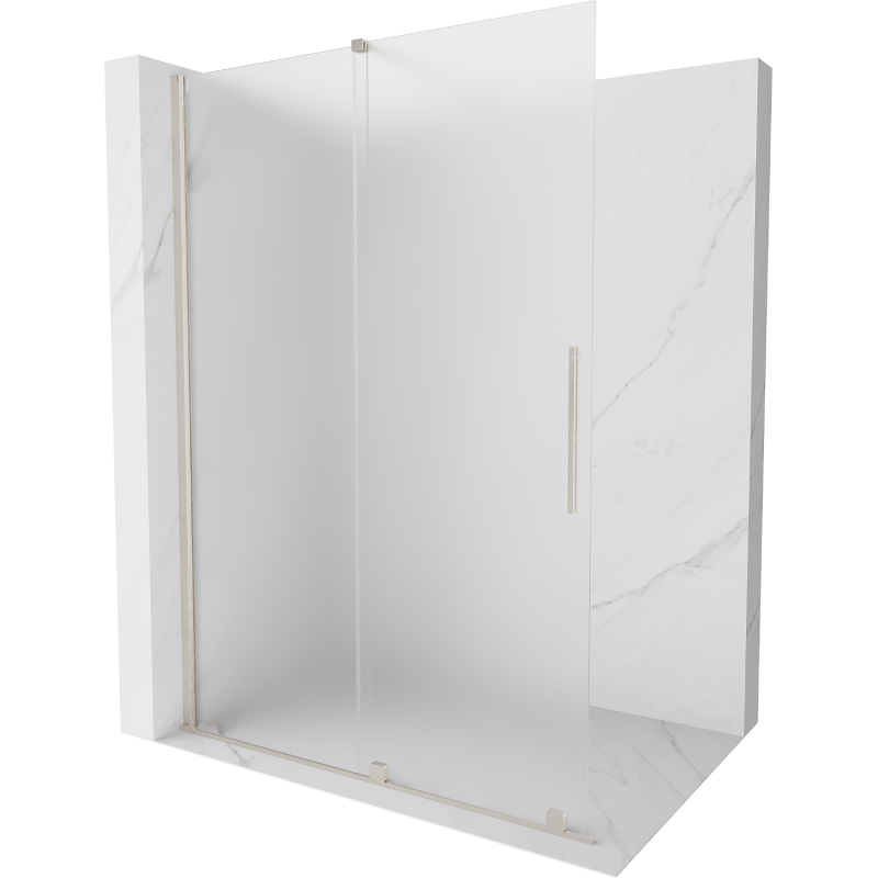 Mexen Velar Walk-in Shower Screen 130 x 200 cm, Frosted 8 mm, Brushed Nickel - 871-130-000-33-97
