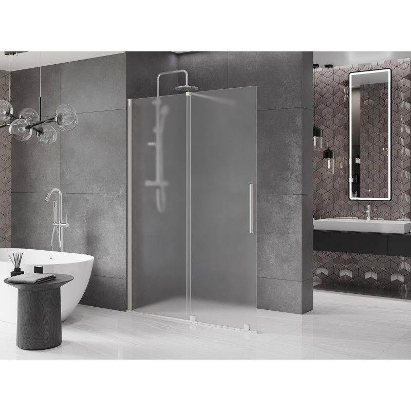 Mexen Velar Sliding Shower Wall Walk-in 130 x 200 cm, Frosted 8 mm, Brushed Nickel - 871-130-000-33-97