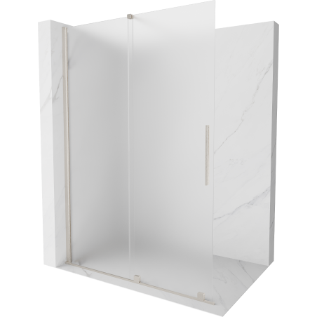 Mexen Velar Walk-in Shower Wall 140 x 200 cm, Frosted 8 mm, Brushed Nickel - 871-140-000-33-97