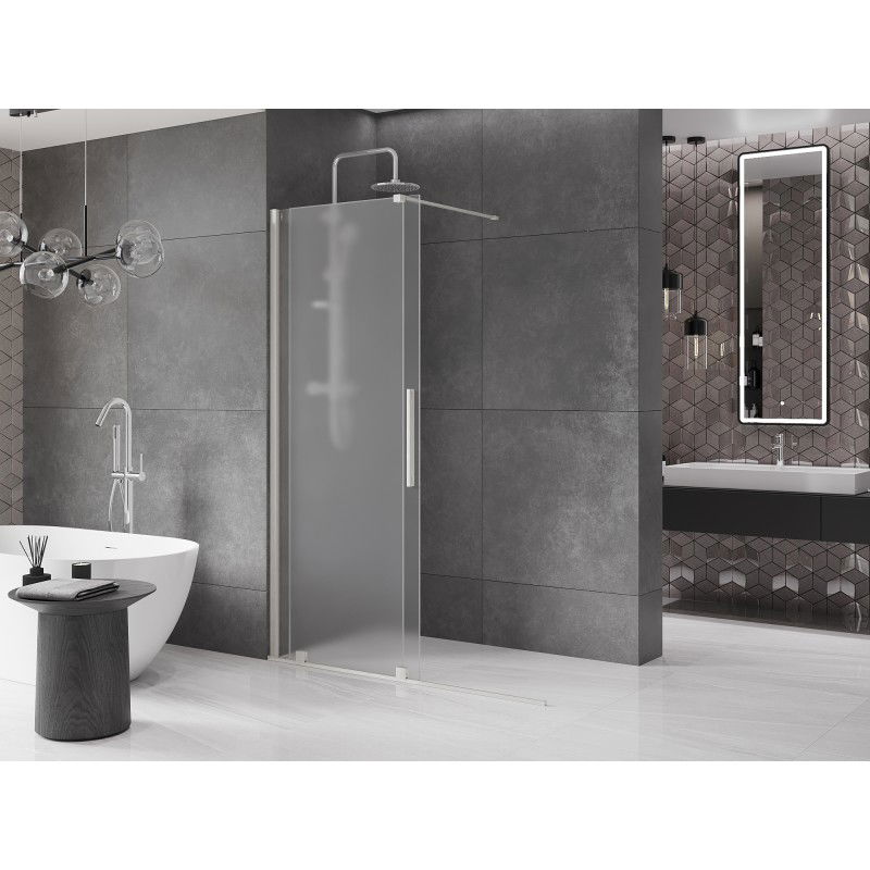 Mexen Velar sliding shower wall Walk-in 140 x 200 cm, frost 8 mm, brushed nickel - 871-140-000-33-97