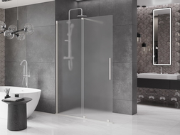 Mexen Velar Walk-in Shower Wall 140 x 200 cm, Frosted 8 mm, Brushed Nickel - 871-140-000-33-97