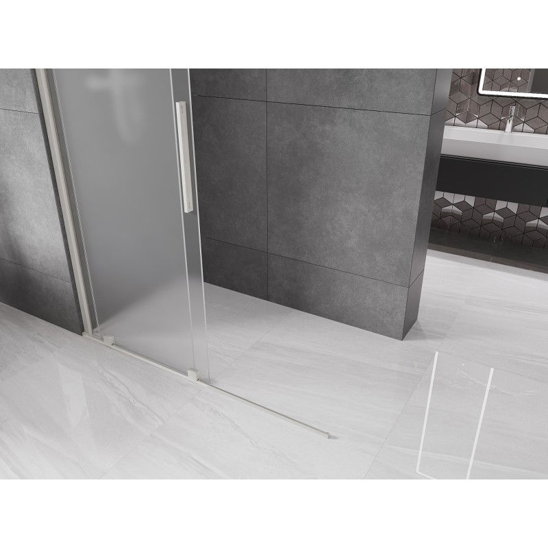 Mexen Velar sliding shower wall Walk-in 140 x 200 cm, frost 8 mm, brushed nickel - 871-140-000-33-97