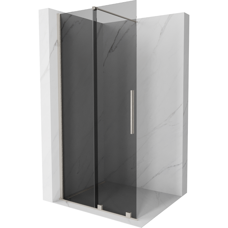 Mexen Velar sliding walk-in shower wall 90 x 200 cm, graphite 8 mm, brushed nickel - 871-090-000-43-97