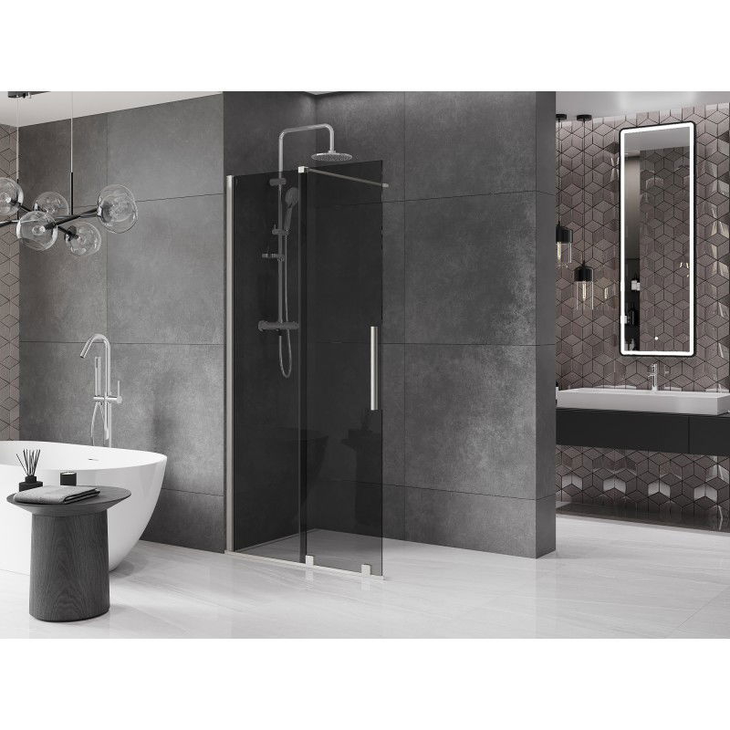 Mexen Velar sliding shower wall Walk-in 120 x 200 cm, graphite 8 mm, brushed nickel - 871-120-000-43-97
