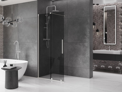 Mexen Velar Walk-in Shower Wall 80 x 200 cm, Graphite 8 mm, Brushed Nickel - 871-080-000-43-97
