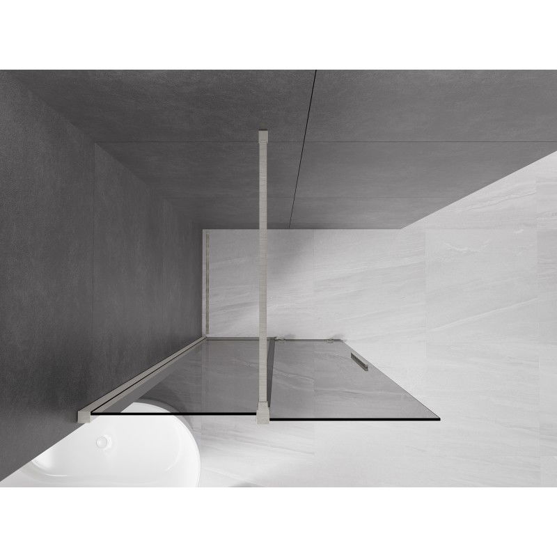 Mexen Velar sliding walk-in shower wall 90 x 200 cm, graphite 8 mm, brushed nickel - 871-090-000-43-97