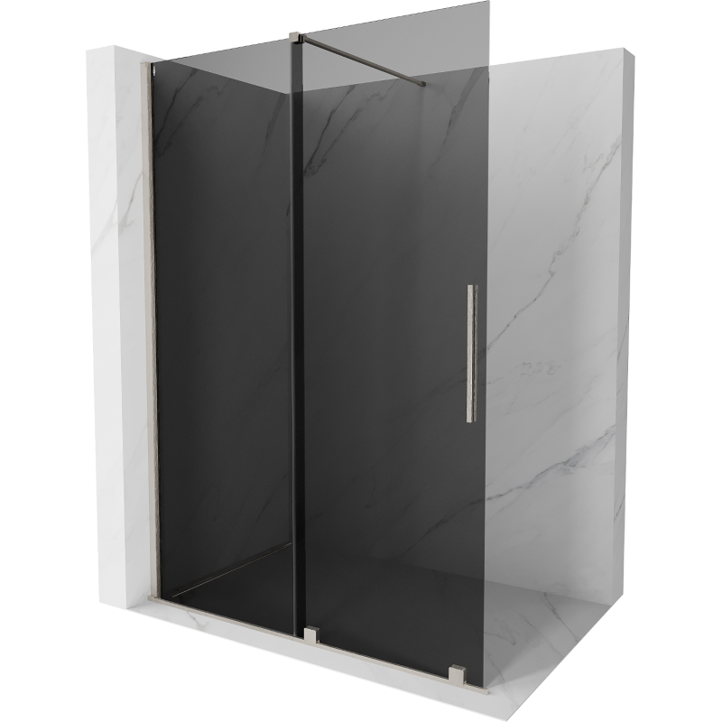 Mexen Velar sliding shower wall Walk-in 150 x 200 cm, graphite 8 mm, brushed nickel - 871-150-000-43-97