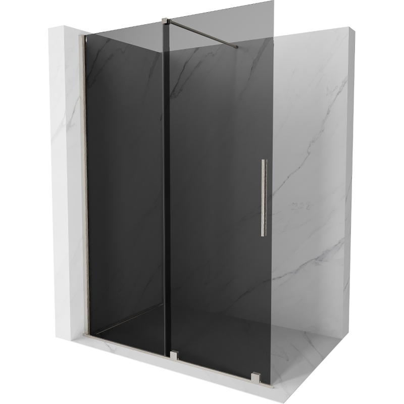 Mexen Velar Walk-in Shower Wall 160 x 200 cm, Graphite 8 mm, Brushed Nickel - 871-160-000-43-97