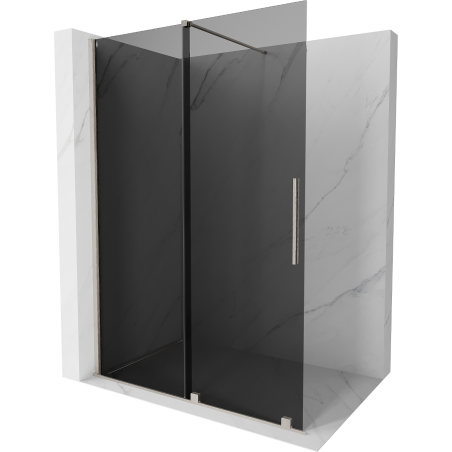 Mexen Velar sliding shower wall Walk-in 160 x 200 cm, graphite 8 mm, brushed nickel - 871-160-000-43-97