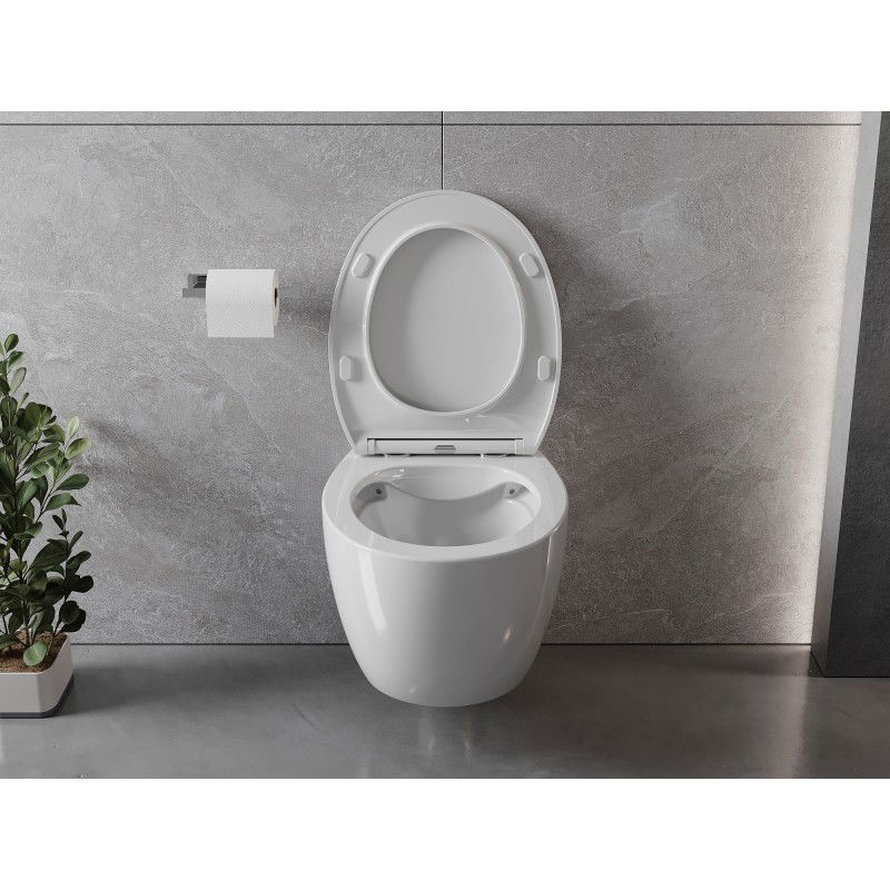 Mexen Egg Rimless toilet bowl with slim, soft-close duroplast seat, high gloss white - 30245000