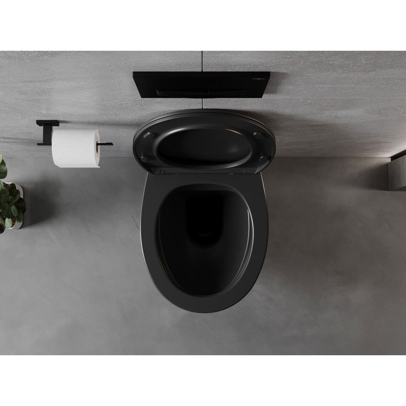 Mexen Egg Rimless Toilet Bowl with Soft-Close Slim Seat, Duroplast, Matte Black - 30245070