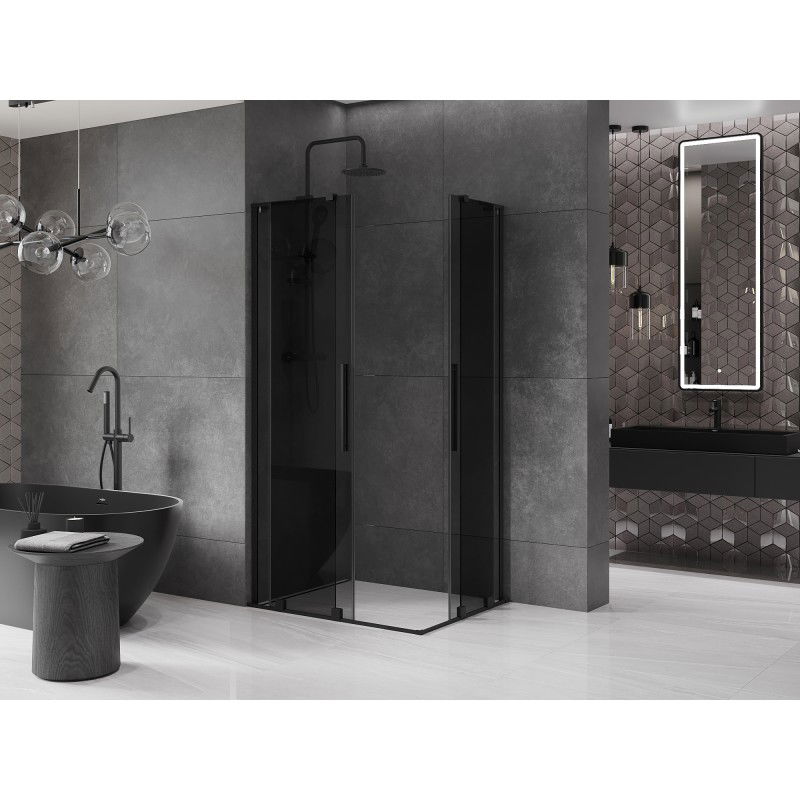 Mexen Velar L Duo sliding shower cabin 100 x 90 cm, graphite, black - 871-100-090-02-43-70