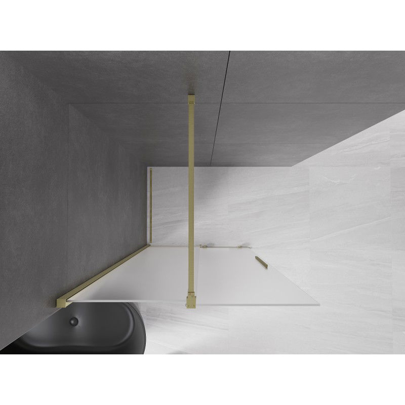 Mexen Velar sliding walk-in shower wall 110 x 200 cm, frost 8 mm, brushed gold - 871-110-000-33-55