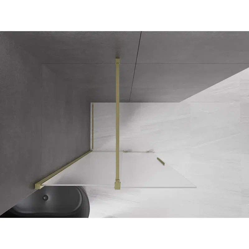 Mexen Velar Sliding Walk-in Shower Wall 120 x 200 cm, Frosted 8 mm, Brushed Gold - 871-120-000-33-55