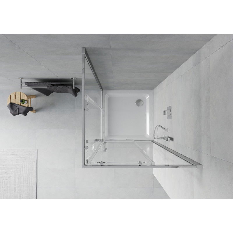 Mexen Rio 80 x 80 cm Square Shower Enclosure, Transparent, Chrome + Flat Shower Tray, White - 860-080-080-01-00-4010