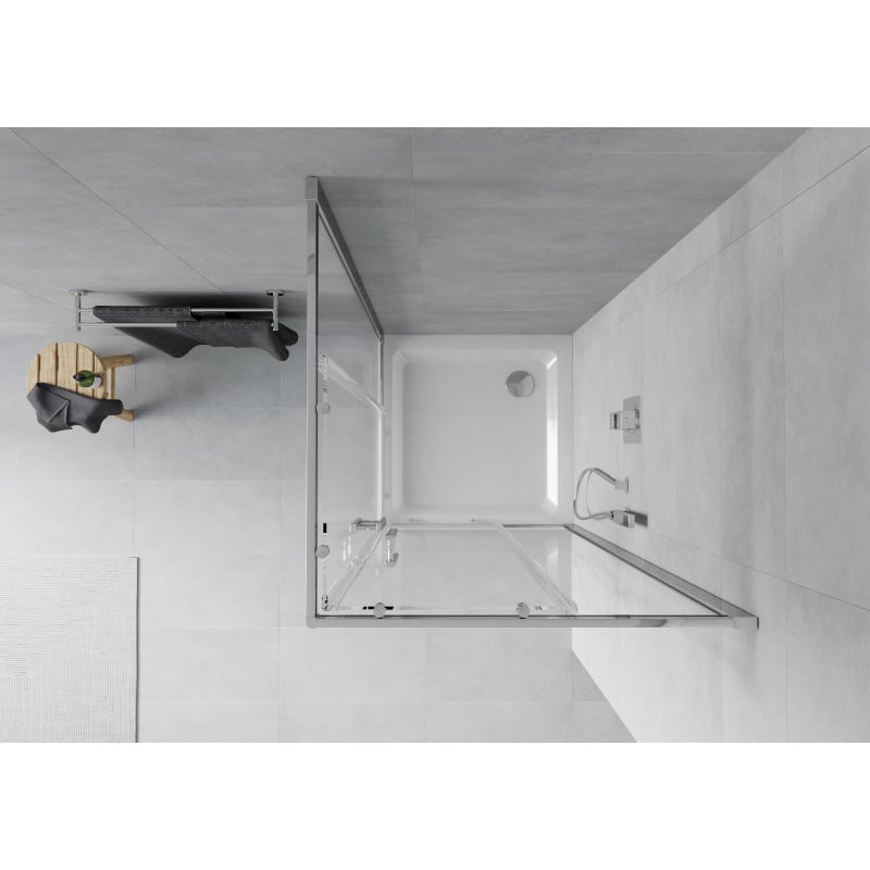 Mexen Rio square shower cabin 90 x 90 cm, transparent, chrome + Flat tray, white - 860-090-090-01-00-4010