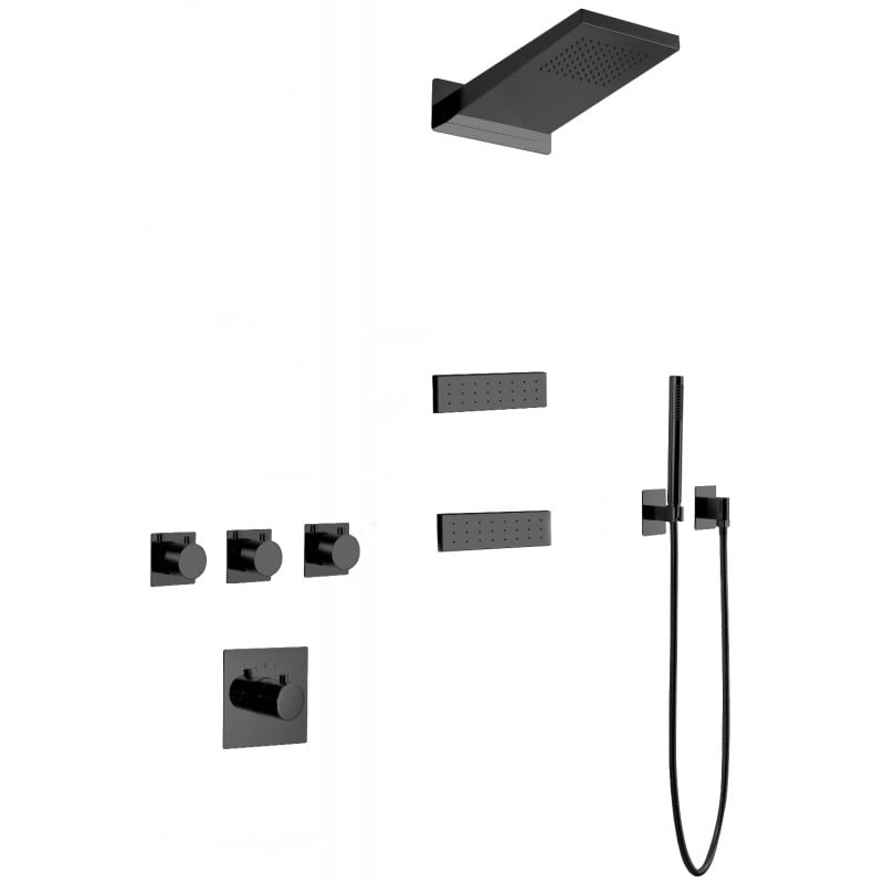 Mexen Fall concealed shower set, black - 7602-04-70
