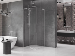 Mexen Velar L sliding shower enclosure 120 x 120 cm, transparent, chrome - 871-120-120-03-01