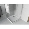 Mexen Rio square shower cabin 70 x 70 cm, white stripes, chrome + Flat shower tray, white - 860-070-070-01-20-4010