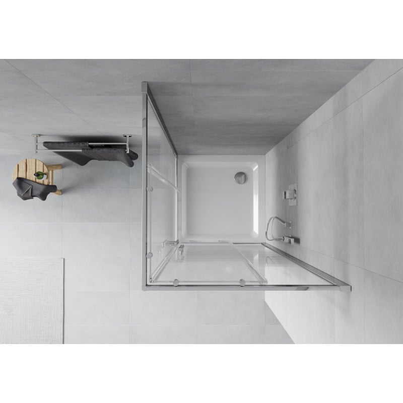 Mexen Rio square shower cabin 70 x 70 cm, white stripes, chrome + Flat shower tray, white - 860-070-070-01-20-4010