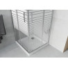 Mexen Rio square shower cabin 70 x 70 cm, white stripes, chrome + Flat shower tray, white - 860-070-070-01-20-4010