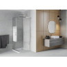 Mexen Rio square shower cabin 70 x 70 cm, white stripes, chrome + Flat shower tray, white - 860-070-070-01-20-4010