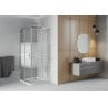 Mexen Rio square shower cubicle 80 x 80 cm, Stripes, Chrome + shower tray Flat, White - 860-080-080-01-20-4010