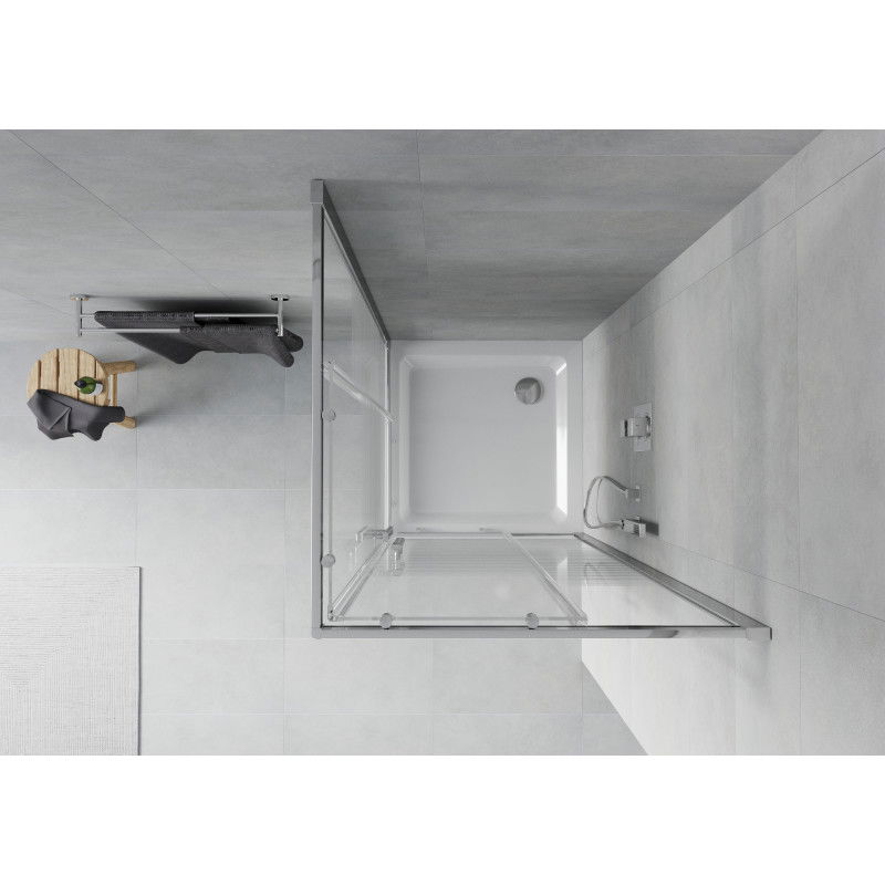 Mexen Rio square shower enclosure 90 x 90 cm, white stripes, chrome + Flat tray, white - 860-090-090-01-20-4010