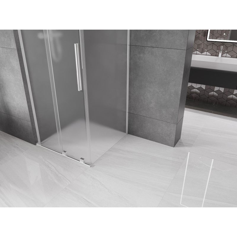 Mexen Velar L sliding shower cabin 100 x 100 cm, frost, chrome - 871-100-100-33-01