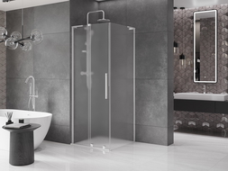 Mexen Velar L Sliding Shower Enclosure 120 x 120 cm, Frosted, Chrome - 871-120-120-33-01