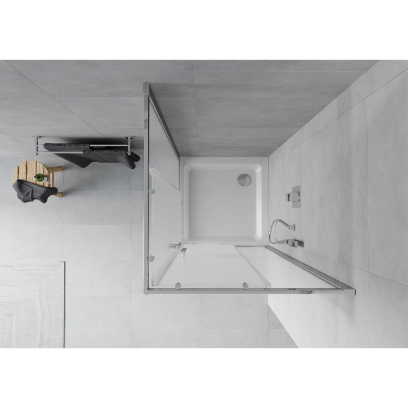 Mexen Rio square shower cabin 80 x 80 cm, frost, chrome + Flat tray, white - 860-080-080-01-30-4010