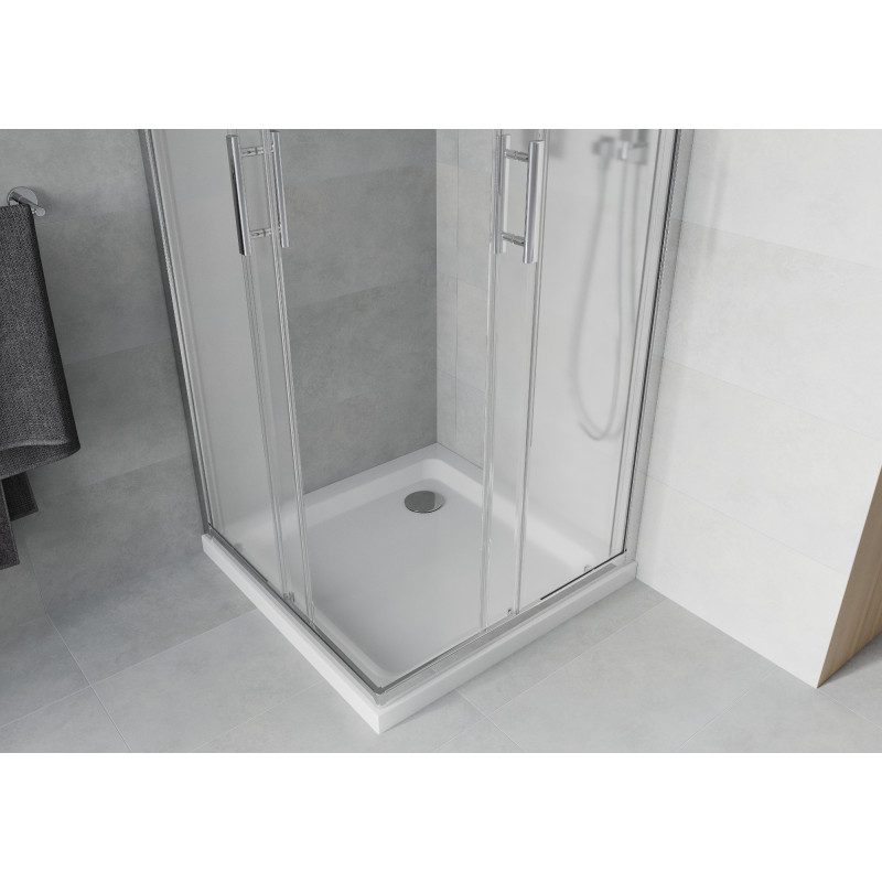 Mexen Rio shower cabin square 90 x 90 cm, frost, chrome + Flat tray, white - 860-090-090-01-30-4010
