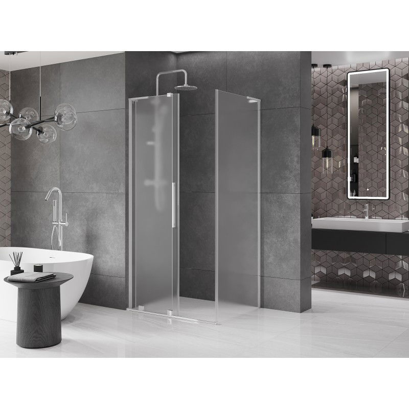 Mexen Velar L Sliding Shower Enclosure 100 x 110 cm, Frosted, Chrome - 871-100-110-33-01