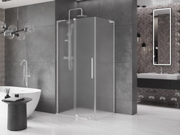 Mexen Velar L Sliding Shower Enclosure 120 x 80 cm, Frosted, Chrome - 871-120-080-33-01
