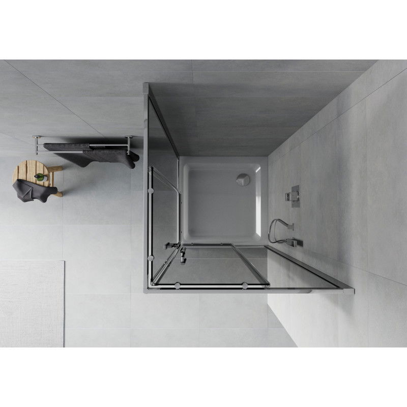 Mexen Rio square shower cabin 70 x 70 cm, graphite, chrome + Flat tray, white - 860-070-070-01-40-4010
