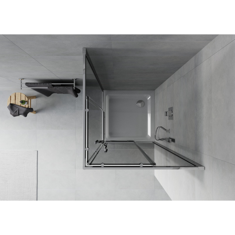 Mexen Rio square shower cabin 80 x 80 cm, graphite, chrome + Flat, white shower tray - 860-080-080-01-40-4010