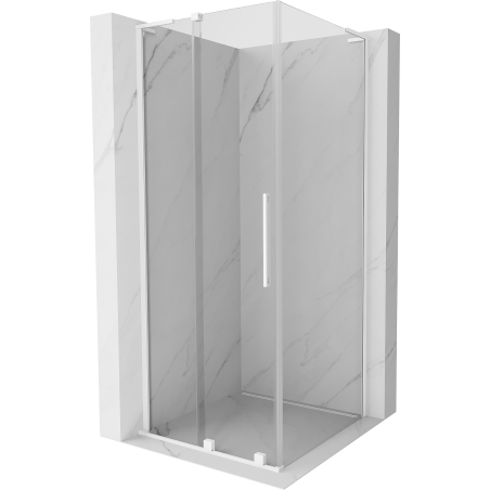 Mexen Velar L sliding shower enclosure 100 x 100 cm, transparent, white - 871-100-100-03-20