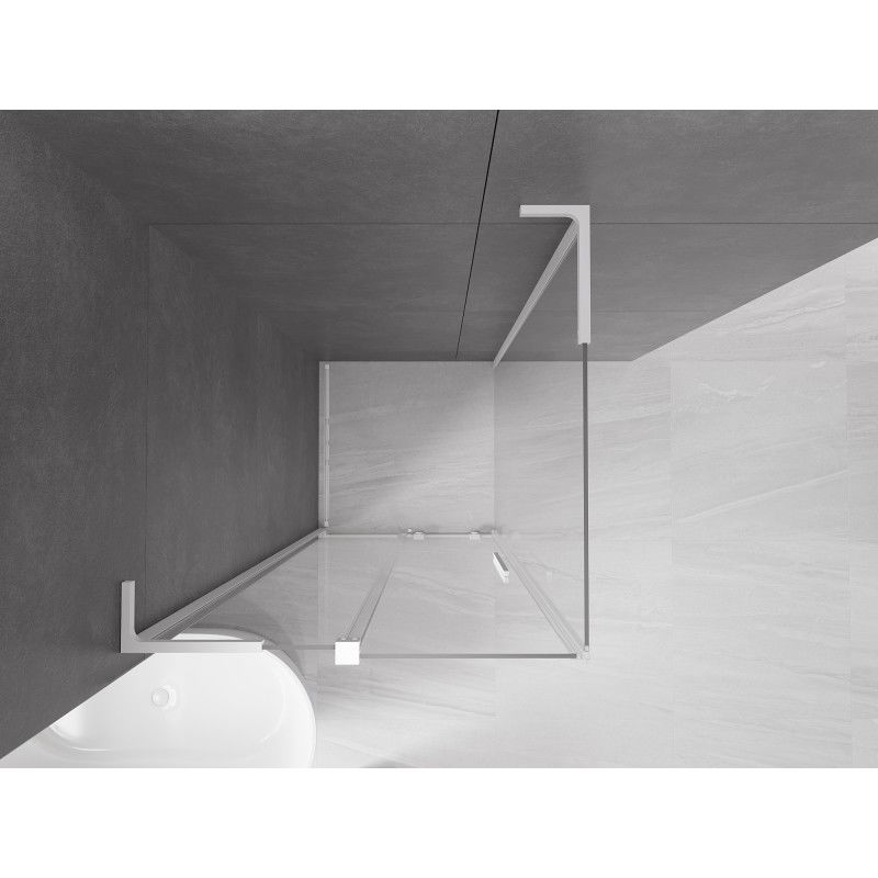 Mexen Velar L sliding shower enclosure 100 x 100 cm, transparent, white - 871-100-100-03-20